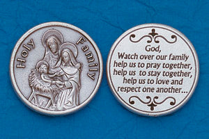 Religious Coin Token Holy Family with Prayer