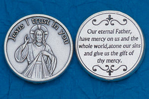 Religious Coin Token Divine Mercy Coin with Prayer