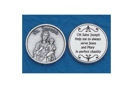 25-Pack - Religious Coin Token - Saint Joseph with Prayer