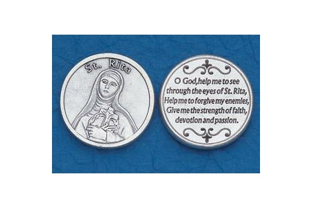 25-Pack - Religious Coin Token - Saint Rita with Prayer