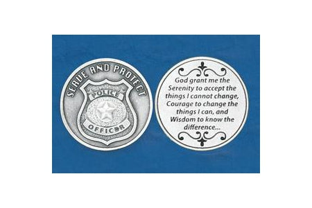 25-Pack - Religious Coin Token - Policeman's Serenity Prayer - Serve and Protect
