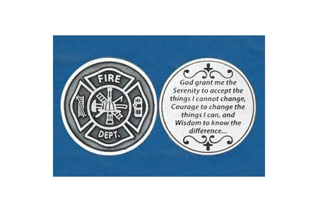 25-Pack - Religious Coin Token - Fireman's Serenity Prayer- Fireman's Insignia on Front
