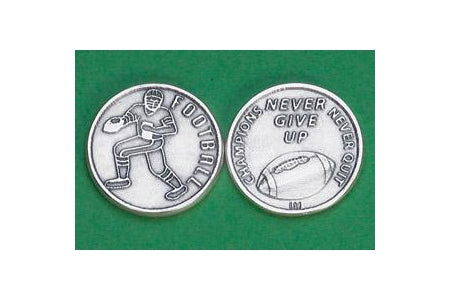 25-Pack - Sports Token with Football Player- Never Give Up, Champions Never Quit