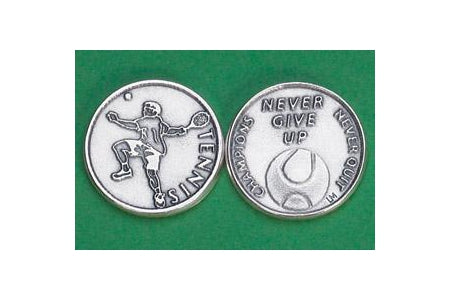 25-Pack - Sports Token with Tennis - Never Give Up, Champions Never Quit