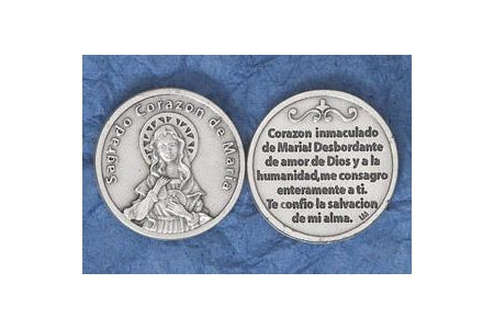 25-Pack - Silver Plated Token - Spanish Sogrado Corazon de Maria