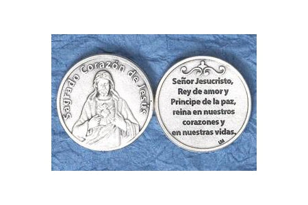 25-Pack - Silver Plated Token - Spanish Sagrado Corazon de Jesus