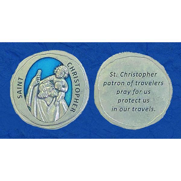 Forged in Stone Enamel Token with Saint Christopher