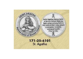 25-Pack - Healing Saint s Tokens -Agatha- Patron Saint of Breast Cancer - Silver Plated