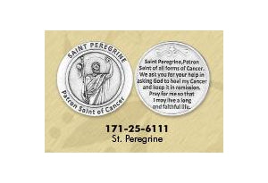 25-Pack - Healing Saint s Tokens - Saint Peregrine- patron Saint of All Cancers - Silver Plated
