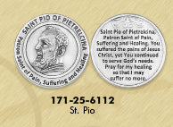 Healing Saints Tokens Saint Pio of Pietrelcina patron saint of Pain, Suffering and Healing Silver Plated