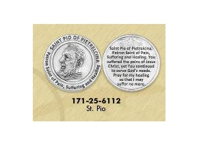 25-Pack - Healing Saint s Tokens - Saint Pio of Pietrelcina - patron Saint of Pain, Suffering and Healing - Silver Plated