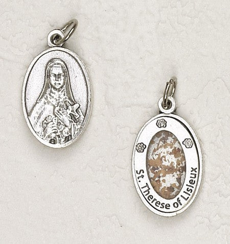 12-Pack - Saint Therese of Lisieux Pendant with Flowers