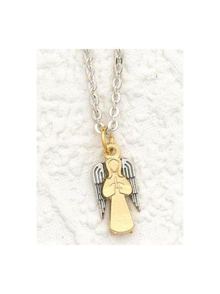 2 Tone Gold and Silver Angel with 24-inch Stainless Steel Chain