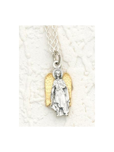 Two Toned 18K Gold Plated and Silver Archangel Uriel with Necklace- 18 inch