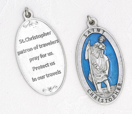 St Christopher approx 3-1/2 inch Enameled Pendant