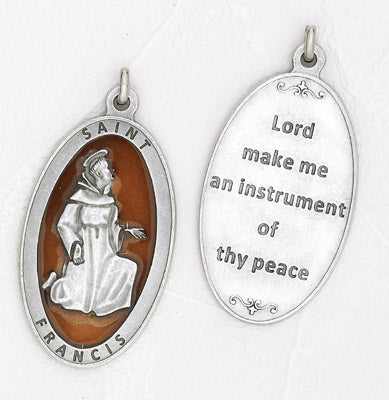St Francis approx 3-1/2 inch Enameled Pendant