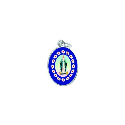 Silver-tone Murano Style Medal - Lady of Grace