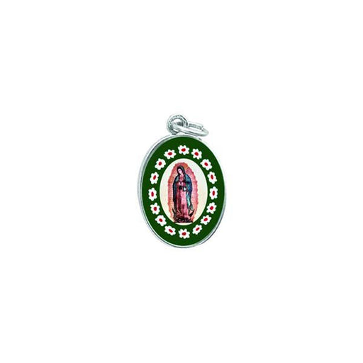 Silver-tone Murano Style Medal - Lady of Guadalupe