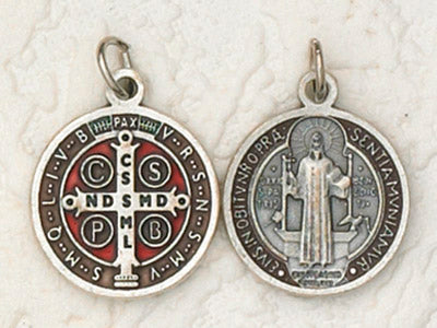 25-Pack - 3/4-inch Enameled Brown and Silver Saint Benedict Pendant