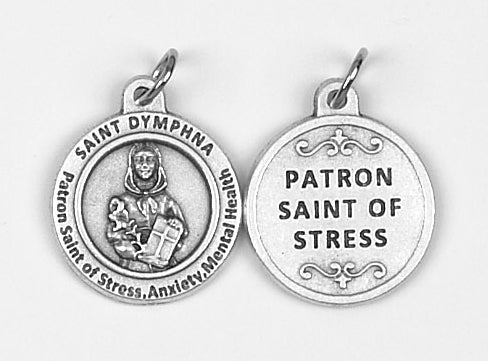 25-Pack - Healing Saint s 3/4 inch Pendant with Saint Dymphna - Patron Saint of Stress, Anxiety and Mental Health