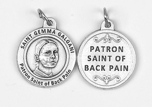 25-Pack - Healing Saint s 3/4 inch Pendant with Saint Gemma - Patron Saint of Back Pain
