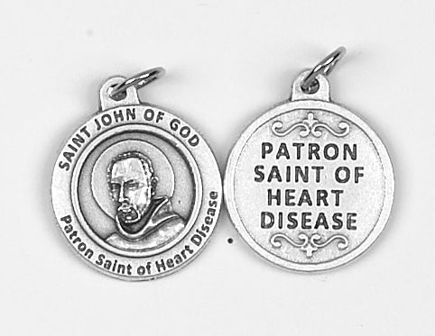 25-Pack - Healing Saint s 3/4 inch Pendant with Saint John of God - Patron Saint of Heart Disease