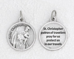 3/4 inch Silver Plated St Christopher Pendant with Prayer on back
