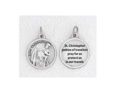 25-Pack - 3/4 inch Silver Plated Saint Christopher Pendant with Prayer on back