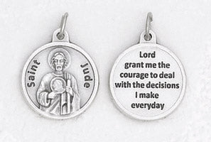 3/4 inch Silver Plated St Jude Pendant with Prayer on back