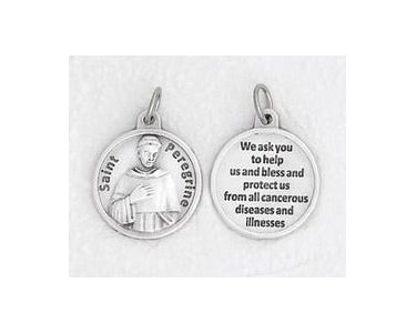 25-Pack - 3/4 inch Silver Plated StPeregrine Pendant with Prayer on back