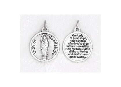 25-Pack - 3/4 inch Silver Plated Guadalupe Pendant with Prayer on back