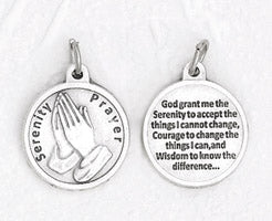 3/4 inch Silver Plated Serenity Prayer Pendant with Prayer on back