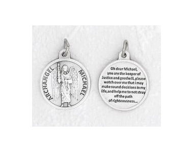 25-Pack - 3/4 inch Silver Plated Archangel Michael Pendant with Prayer on back