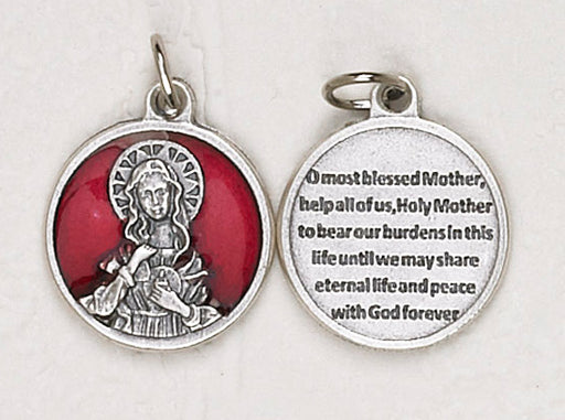 12-Pack - Immaculate Heart Red Enameled 3/4 inch Pendant with prayer on back