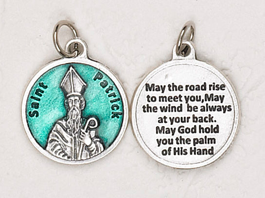 12-Pack - Saint Patrick Green Enameled 3/4 inch Pendant with prayer on back