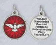 Come Holy Spirit 3/4 inch Enameled Pendant with 7 Gifts of the Holy Spirit on back