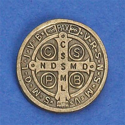 12-Pack - Saint Benedict Pendant (Antique Gold) lapel Pin (CLONE)