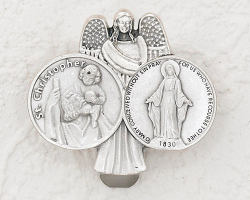 3-Pack - CAR VISOR- Saint Christopher/ Lady of Grace with Angel