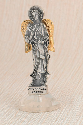 6-Pack - 24 Karat Gold Plated Archangel Gabriel Adhesive Car Statuette