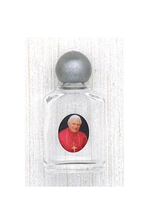 12-Pack - Glass Holy Water Bottle with Image of Pope Benedict XVI