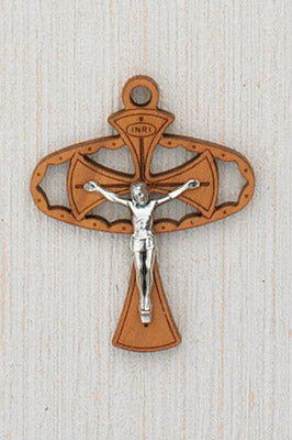 12-Pack - 2 Inch Wood Crucifix with Card - Corded