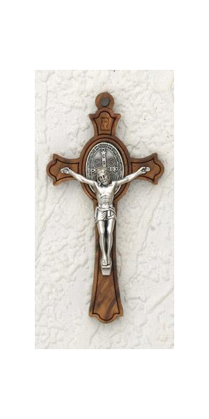 3-inch Saint Benedict Wood Cross and Silver Corpus