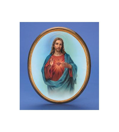 Oval Wooden Sacred Heart Plaque- 12-inch Boxed