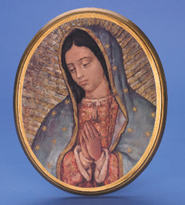Large Oval Wooden Our Lady of Guadalupe Plaque- 17-inch Boxed