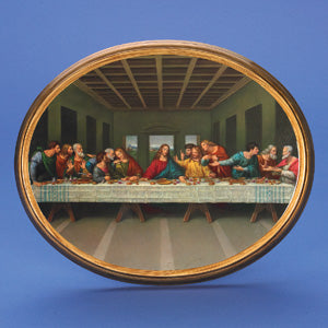 17 inch Oval wood picture with image of the Last Supper