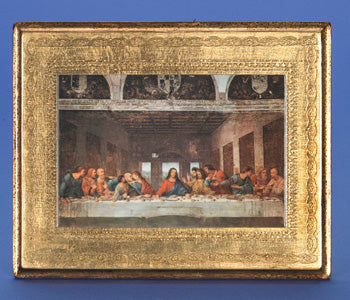 Gold Leaf Florentine Plaque with the Last Supper- Da Vinci- 10-inch Made in Florence, Italy
