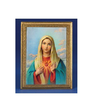 7 -1/2 Inch Gold Leaf Plaque- Immaculate Heart of Mary