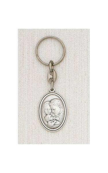 Silver Holy Family Keyring Boxed