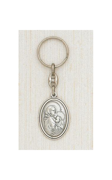 Silver Keyring with image of The Madonna of the Way Boxed
