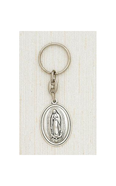 Silver Keyring with image of Our Lady of Guadalupe Boxed